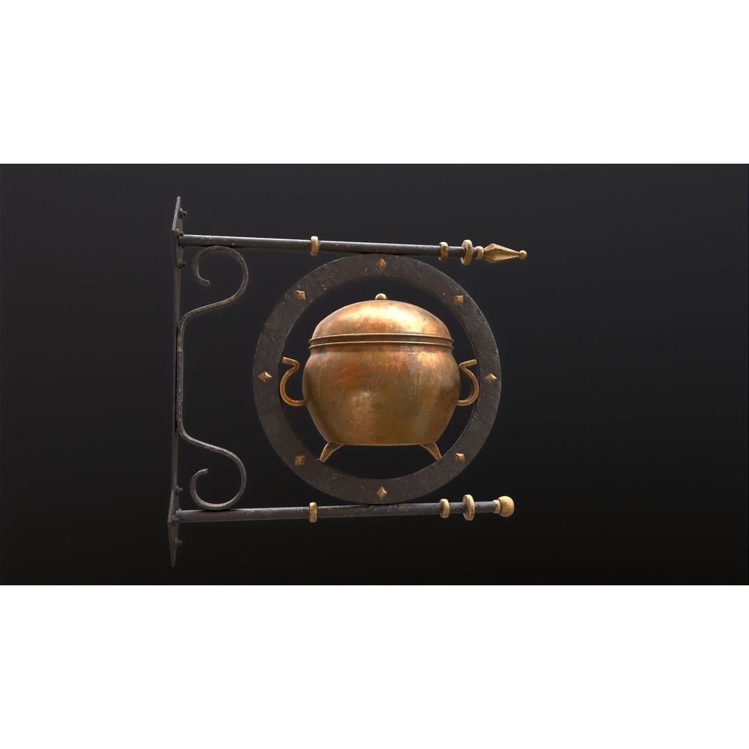 Vintage Street Sign 3D Model – Low Poly Game Asset, FBX - View 24