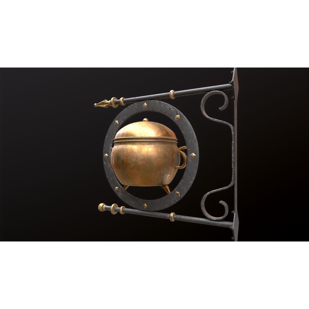 Vintage Street Sign 3D Model – Low Poly Game Asset, FBX - View 29