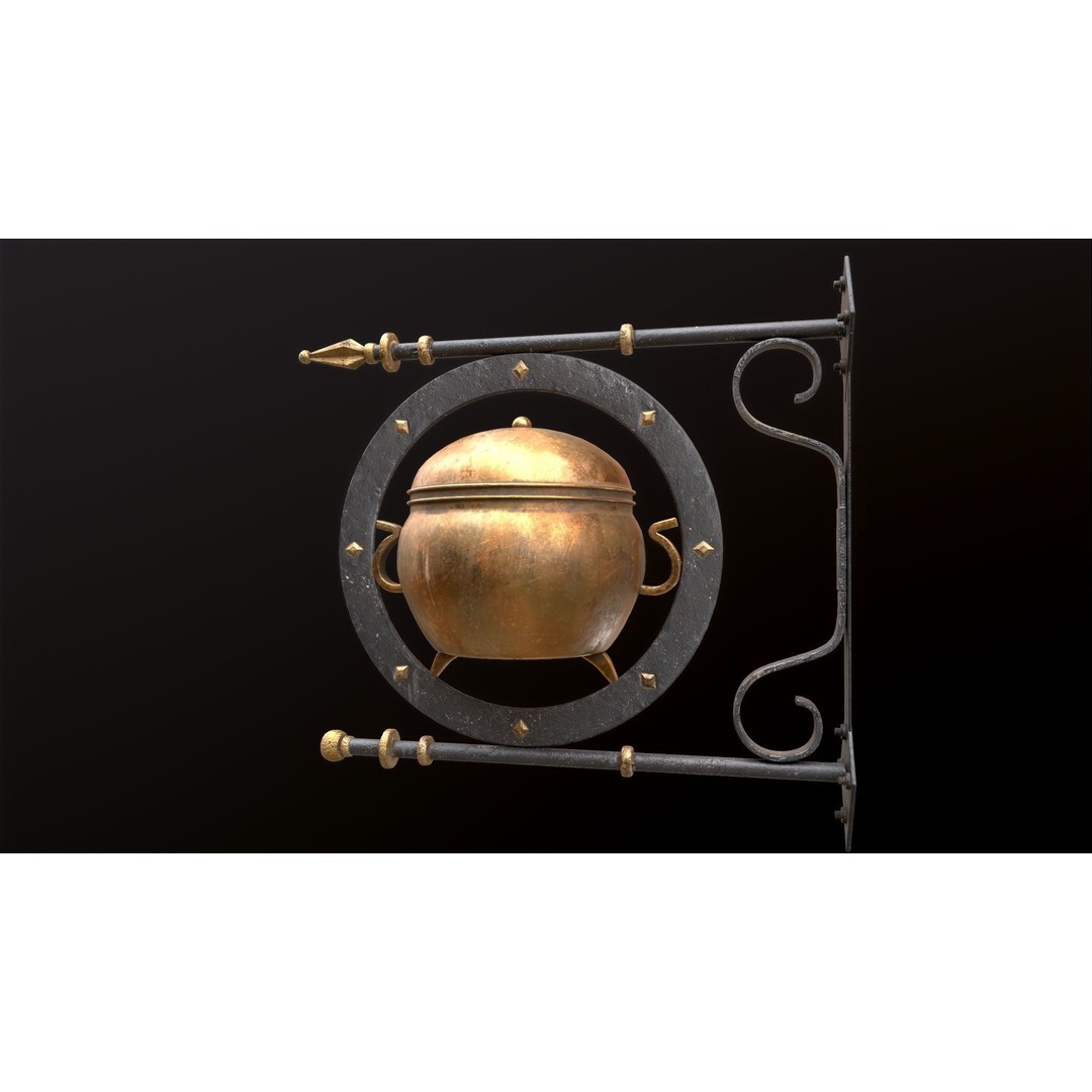 Vintage Street Sign 3D Model – Low Poly Game Asset, FBX - View 30