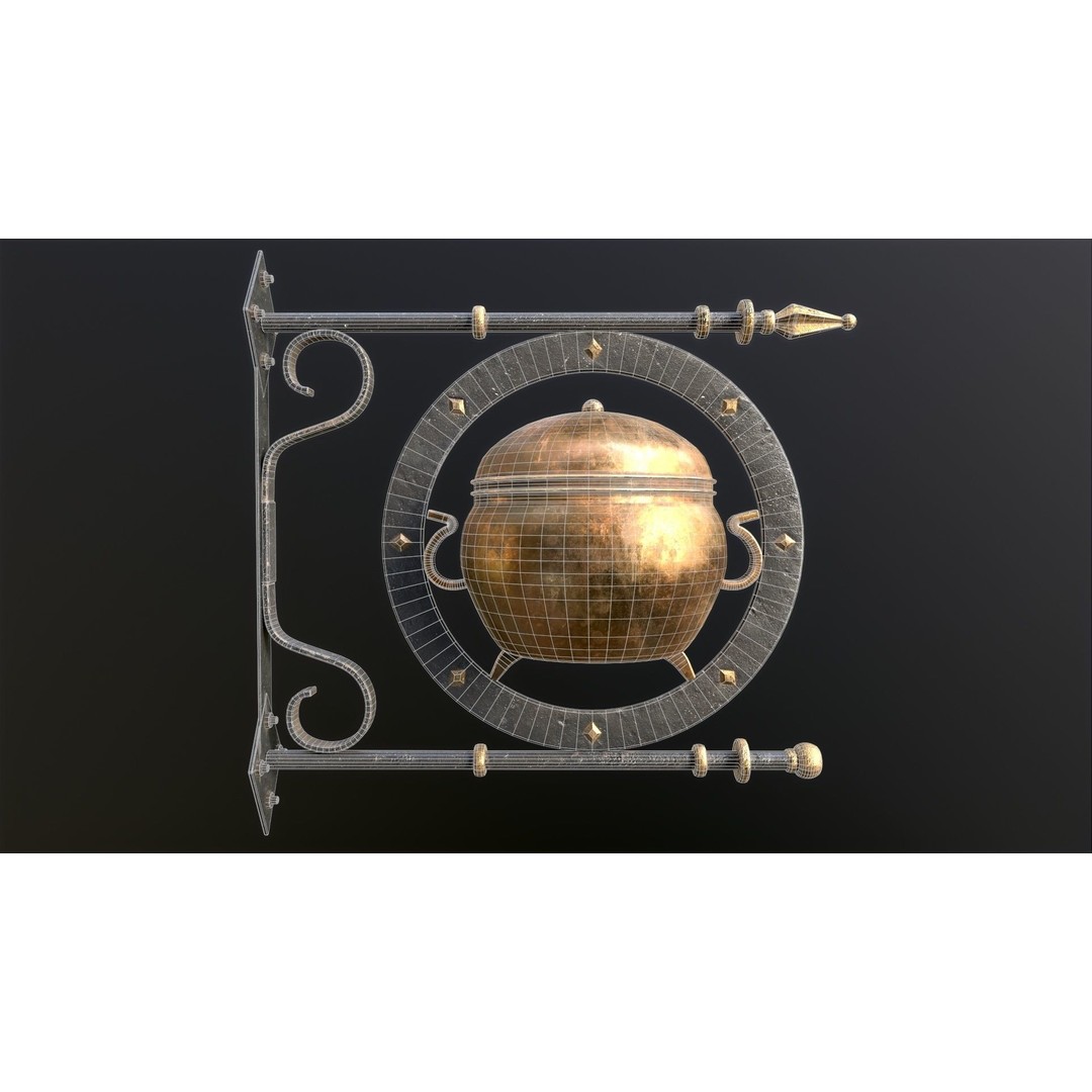 Vintage Street Sign 3D Model – Low Poly Game Asset, FBX - View 5