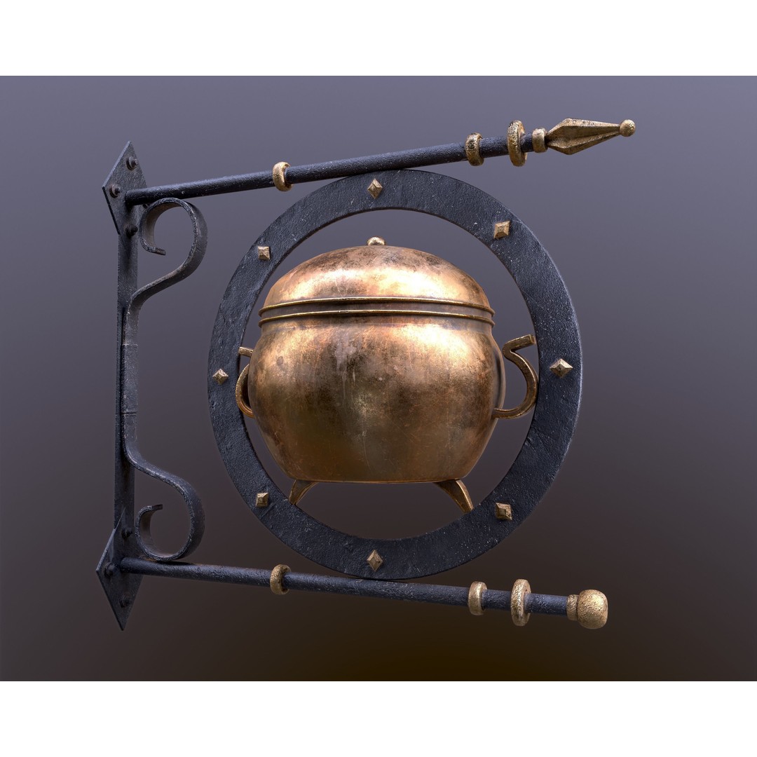 Vintage Street Sign 3D Model – Low Poly Game Asset, FBX - View 7