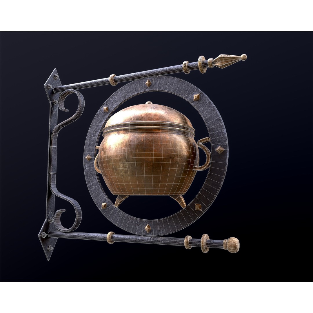 Vintage Street Sign 3D Model – Low Poly Game Asset, FBX - View 8