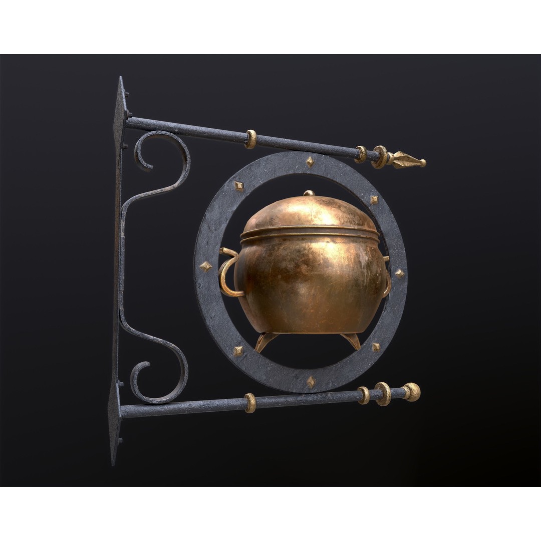 Vintage Street Sign 3D Model – Low Poly Game Asset, FBX - View 9