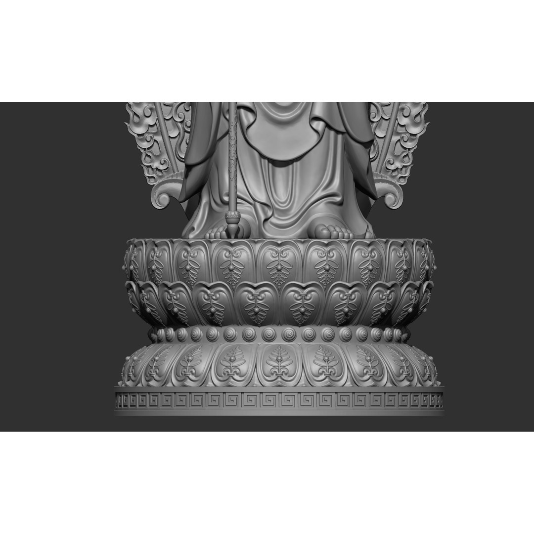 Ksitigarbha Bodhisattva Buddha Statue 3D Model – High Poly PBR Sculpture, FBX - View 11