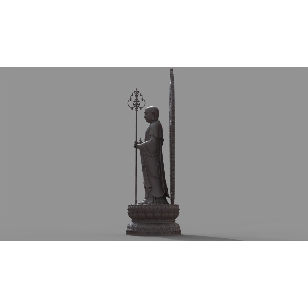 Ksitigarbha Bodhisattva Buddha Statue 3D Model – High Poly PBR Sculpture, FBX - View 18