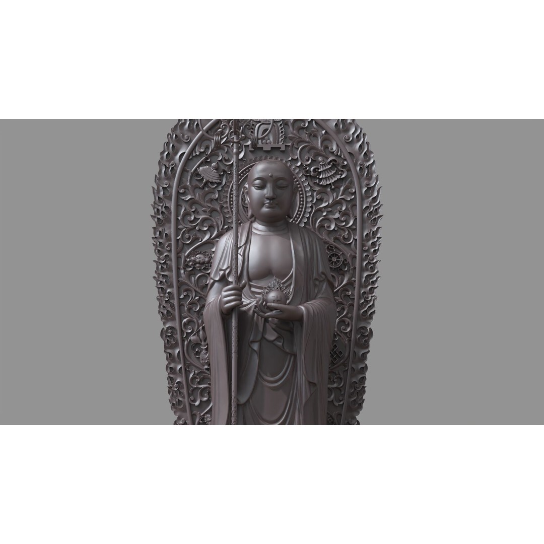 Ksitigarbha Bodhisattva Buddha Statue 3D Model – High Poly PBR Sculpture, FBX - View 19