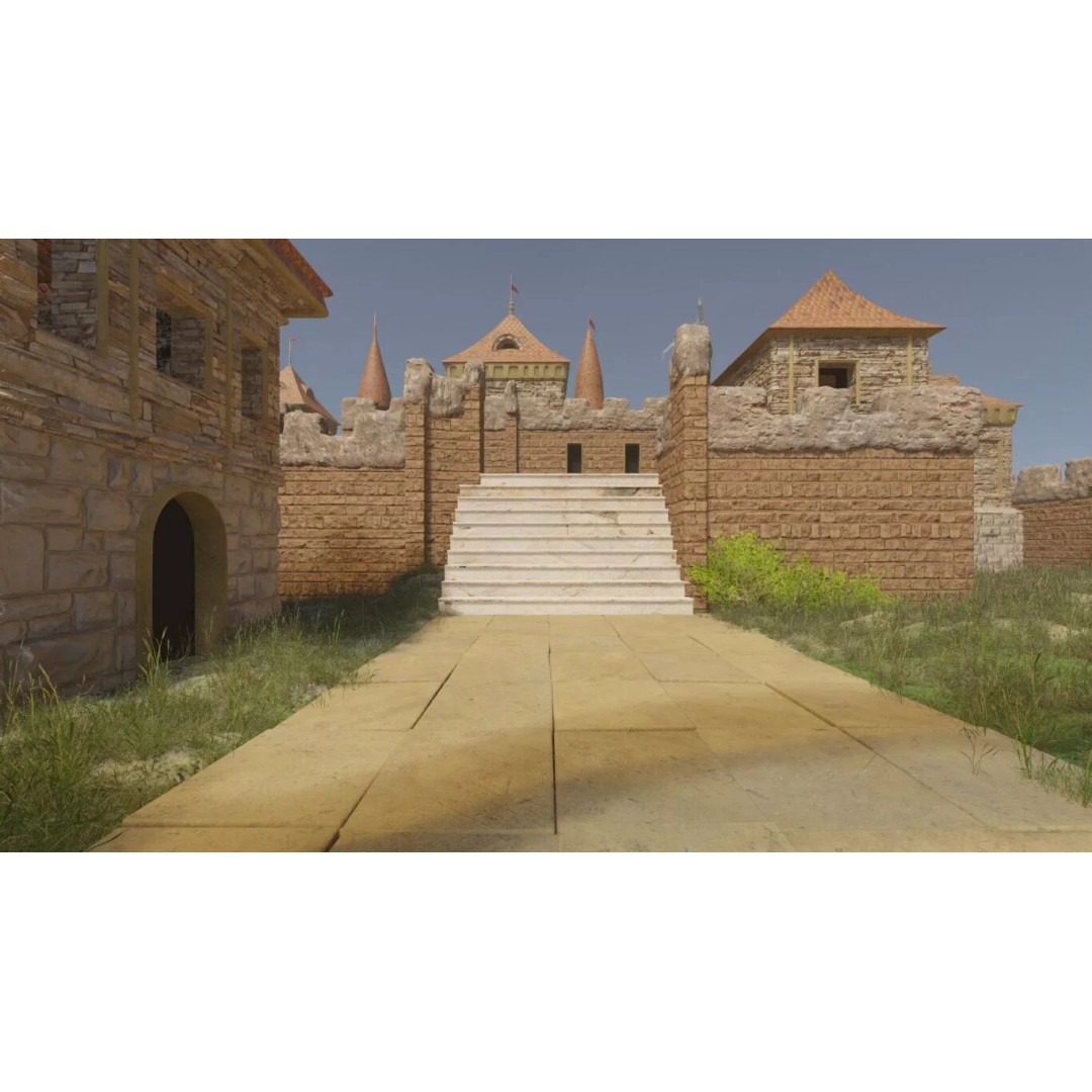 Castle Compound 3D Model – Realistic Medieval Environment, Blender - View 3