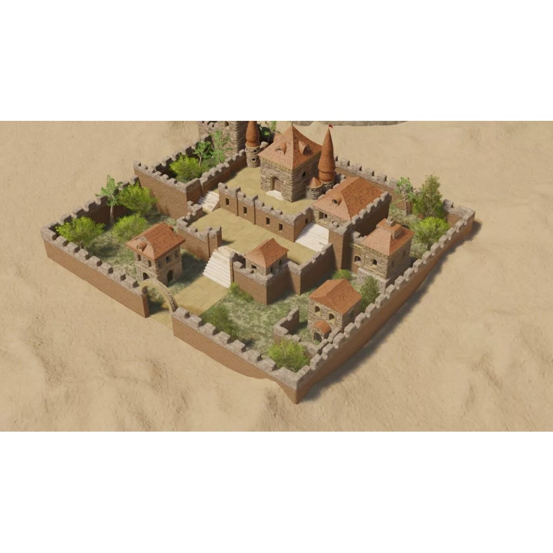 Castle Compound 3D Model – Realistic Medieval Environment, Blender - View 9