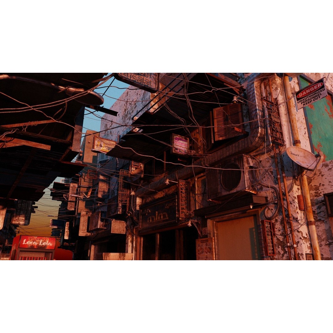 Cairo City Cyberpunk Streets 3D Model – Day & Night Modes, Animated Neon Signs - View 11