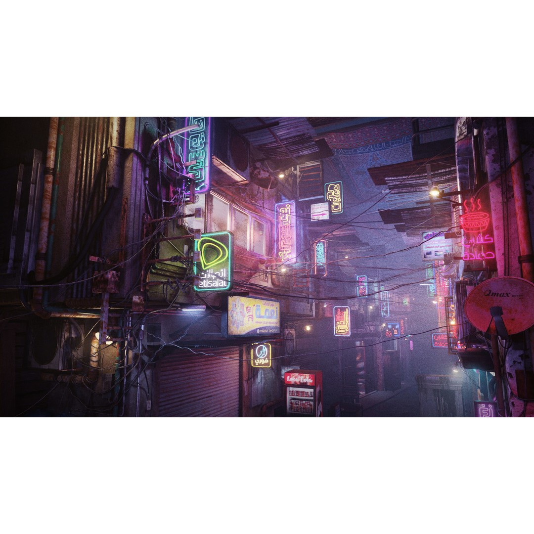 Cairo City Cyberpunk Streets 3D Model – Day & Night Modes, Animated Neon Signs - View 15