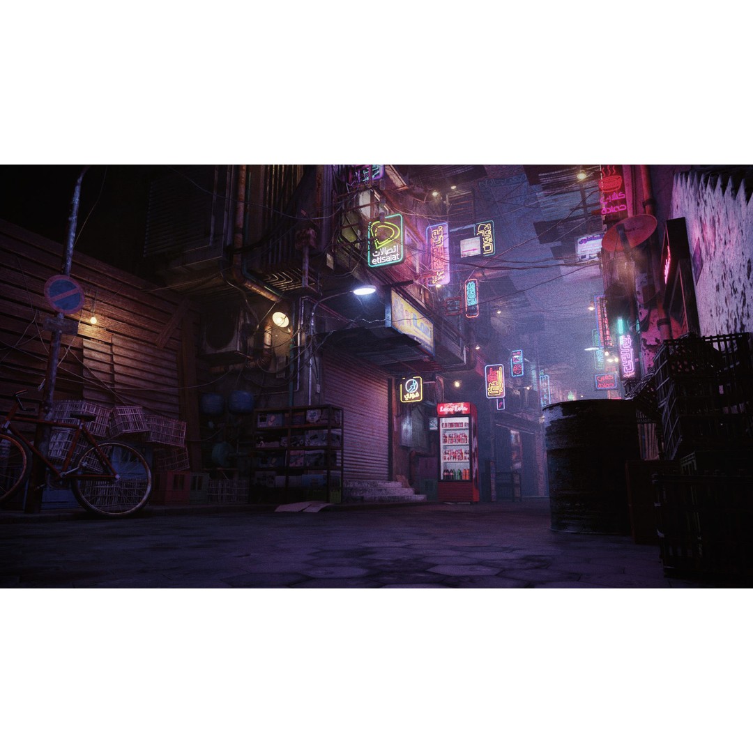 Cairo City Cyberpunk Streets 3D Model – Day & Night Modes, Animated Neon Signs - View 17