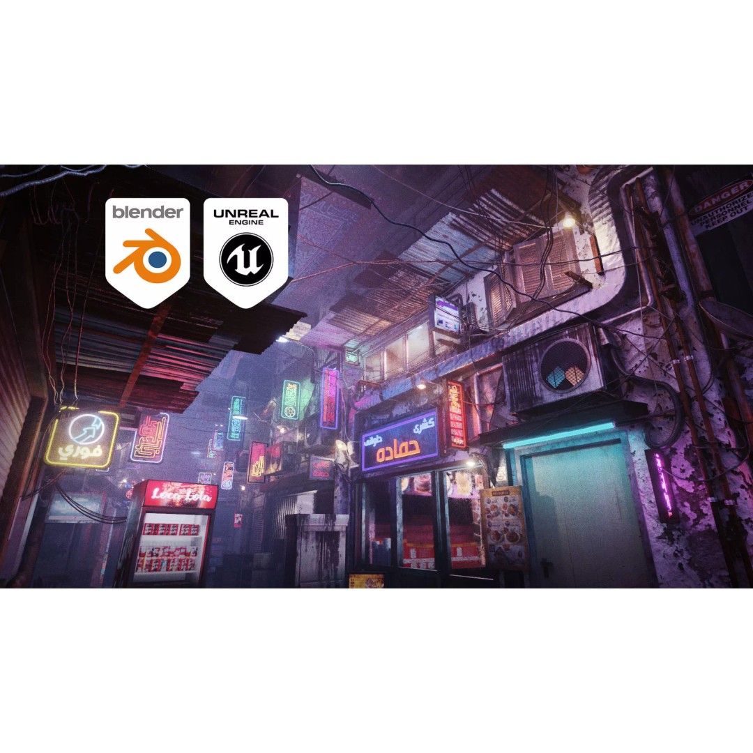 Cairo City Cyberpunk Streets 3D Model – Day & Night Modes, Animated Neon Signs - View 2
