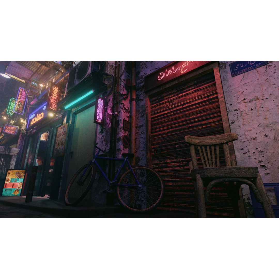 Cairo City Cyberpunk Streets 3D Model – Day & Night Modes, Animated Neon Signs - View 21