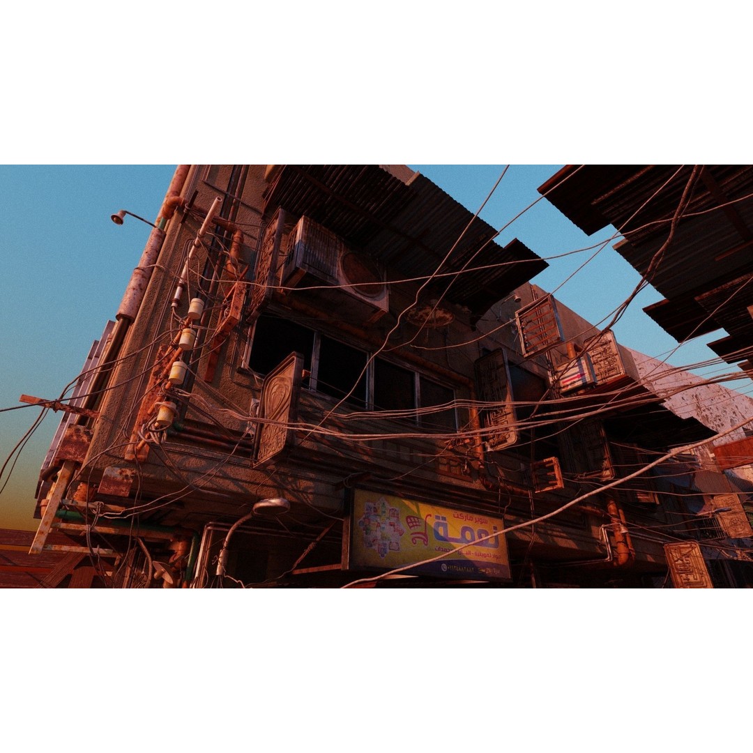 Cairo City Cyberpunk Streets 3D Model – Day & Night Modes, Animated Neon Signs - View 27