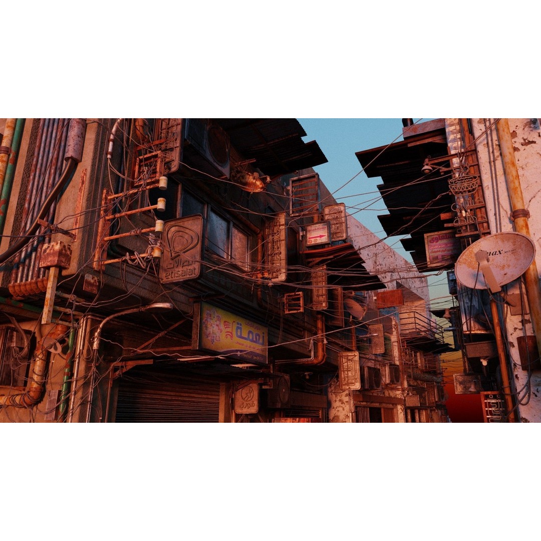 Cairo City Cyberpunk Streets 3D Model – Day & Night Modes, Animated Neon Signs - View 28