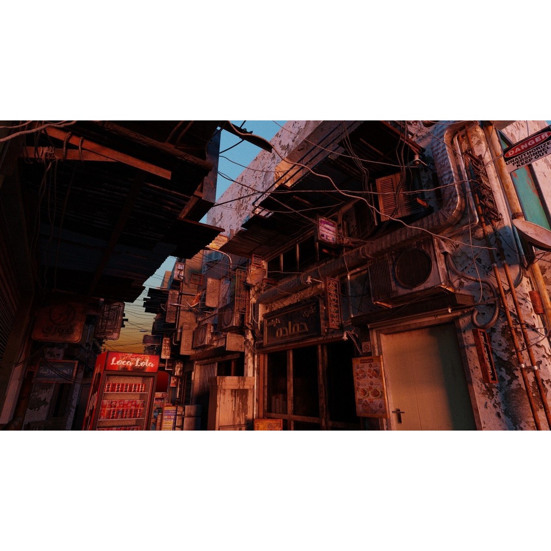 Cairo City Cyberpunk Streets 3D Model – Day & Night Modes, Animated Neon Signs - View 6