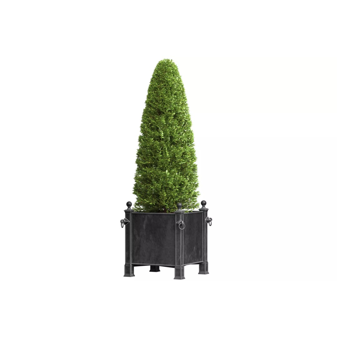 Decorative Tree 3D Model – Art Deco Style Planter, FBX & OBJ - View 2