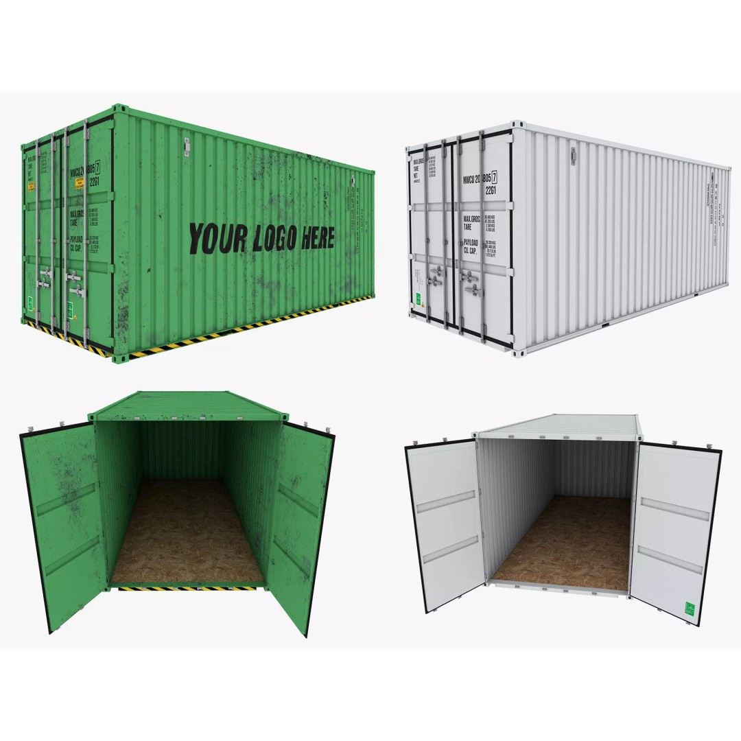 Container Shipping Cargo 3D Model – Low Poly Industrial Asset, FBX - View 2