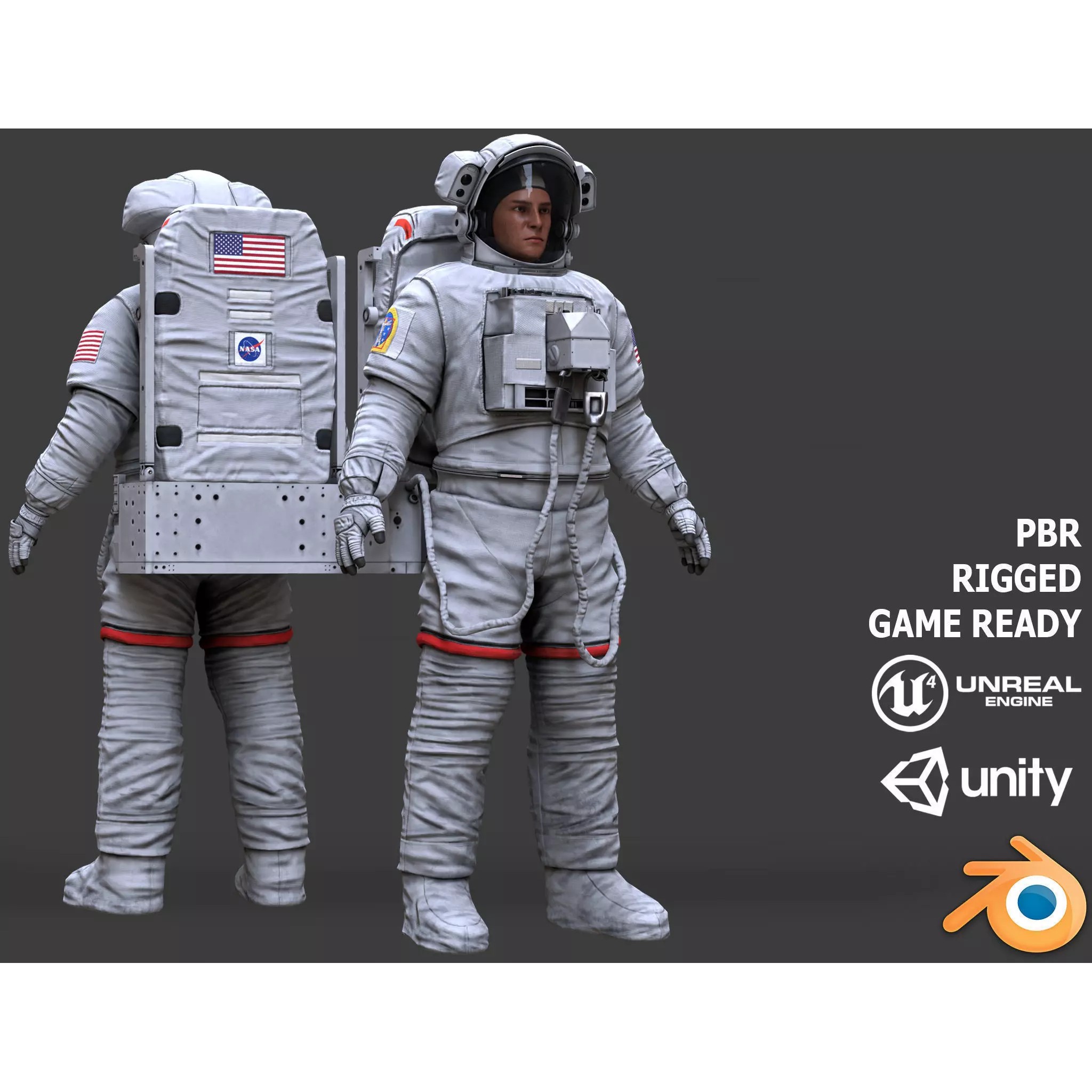 CS05 Space Suit - Low-Poly Game-Ready 3D Model - View 2
