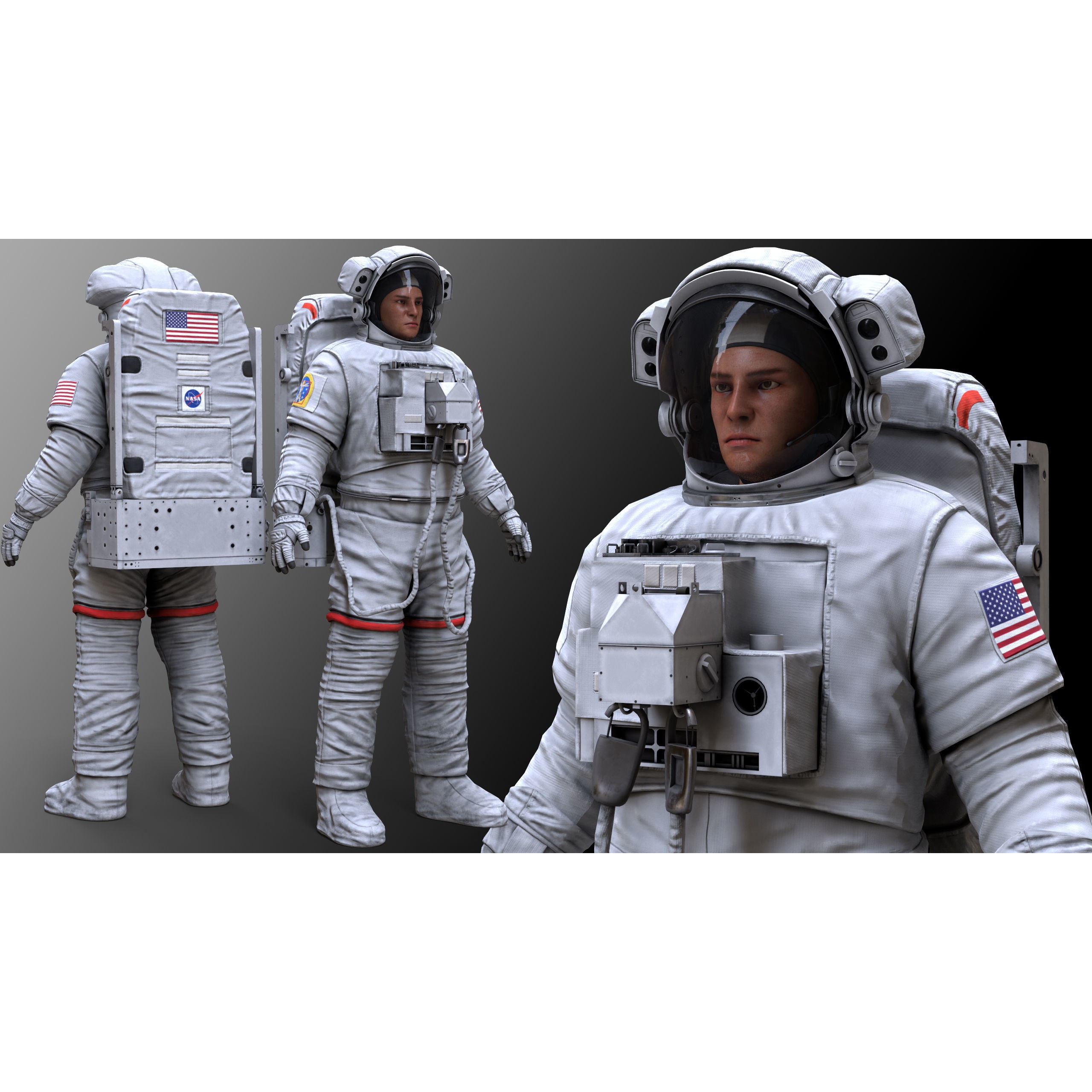 CS05 Space Suit - Low-Poly Game-Ready 3D Model - View 4