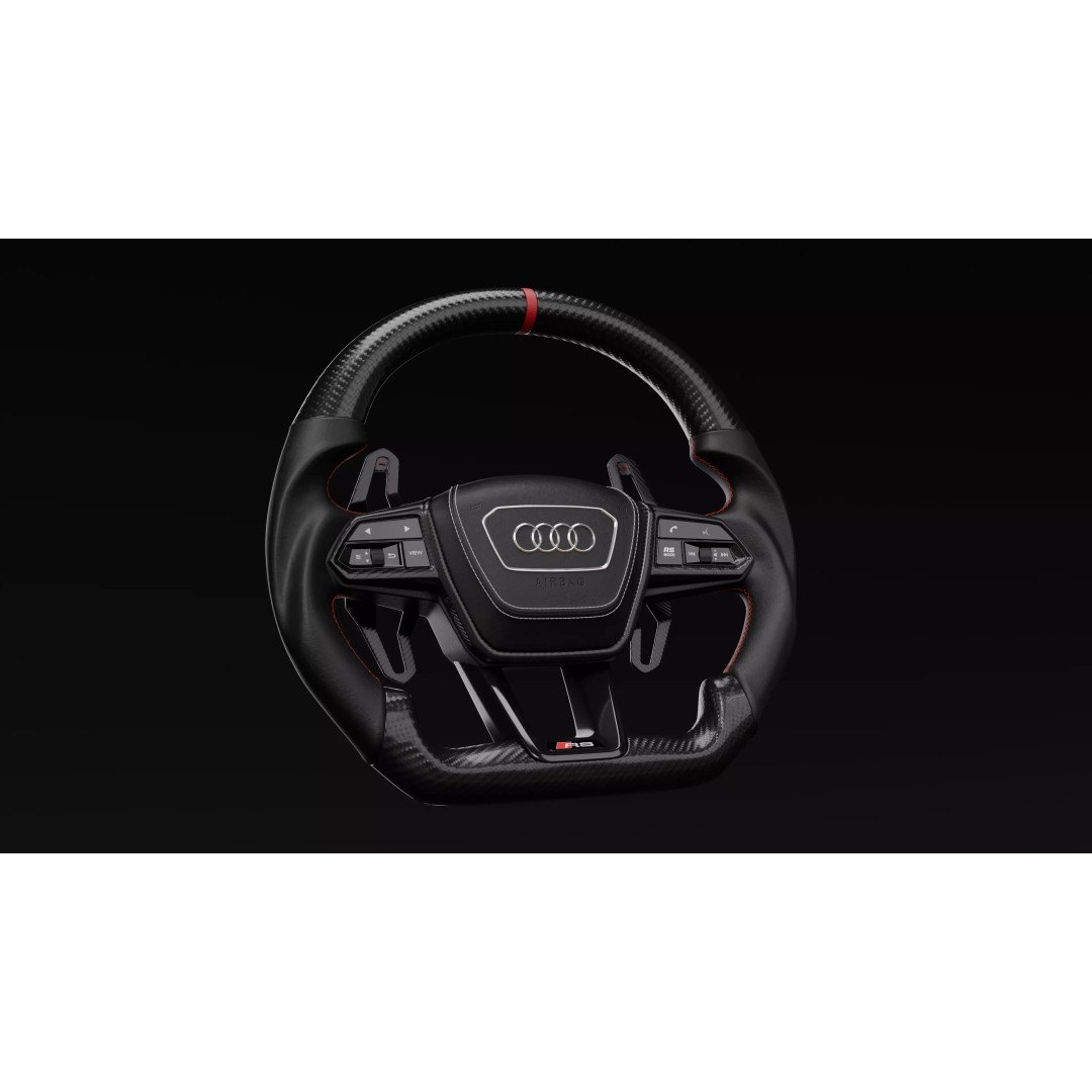 High-Detail Audi RS Carbon Fiber Steering Wheel 3D Model – Realistic Design, PBR Textures - View 2