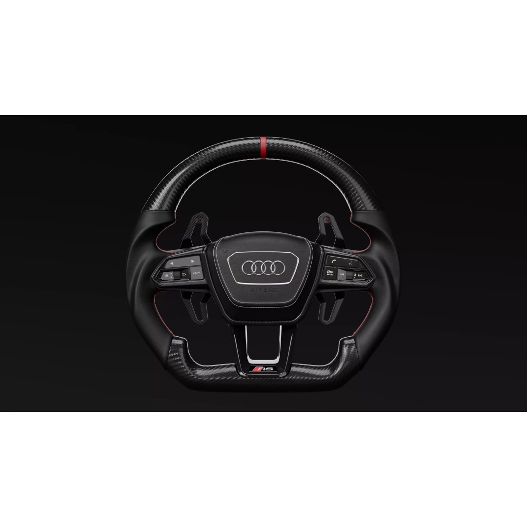 High-Detail Audi RS Carbon Fiber Steering Wheel 3D Model – Realistic Design, PBR Textures - View 4