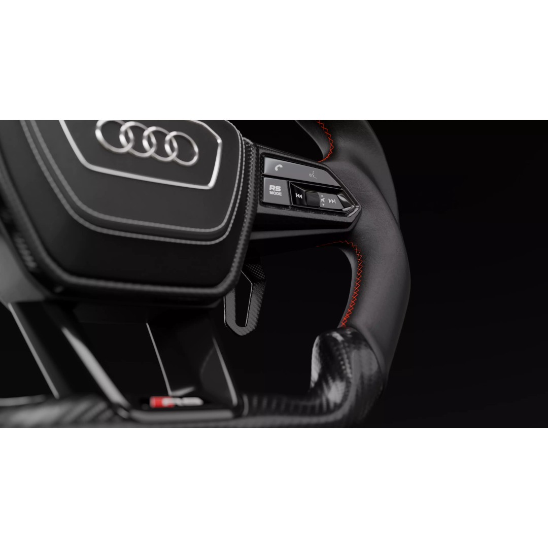 High-Detail Audi RS Carbon Fiber Steering Wheel 3D Model – Realistic Design, PBR Textures - View 5