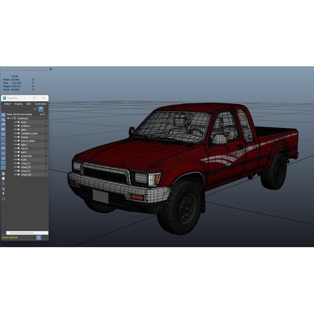 Toyota Hilux SR5 Pickup 3D Model – Low Poly Game Ready Asset, FBX - View 40