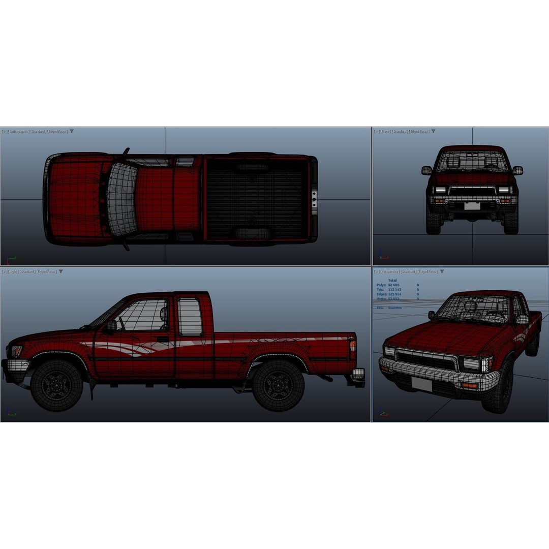Toyota Hilux SR5 Pickup 3D Model – Low Poly Game Ready Asset, FBX - View 42