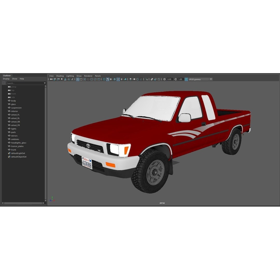 Toyota Hilux SR5 Pickup 3D Model – Low Poly Game Ready Asset, FBX - View 43