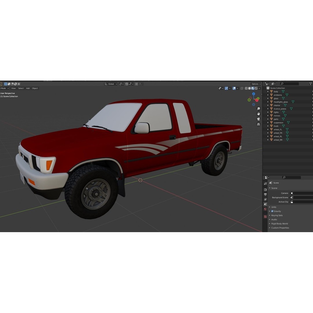 Toyota Hilux SR5 Pickup 3D Model – Low Poly Game Ready Asset, FBX - View 44