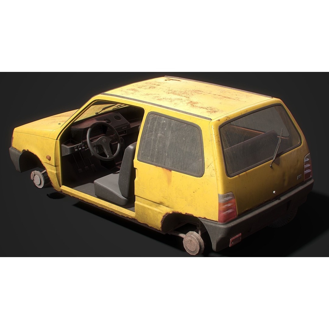 Retro Hatchback 3D Model – Low Poly Game Asset with Interior, FBX - View 14