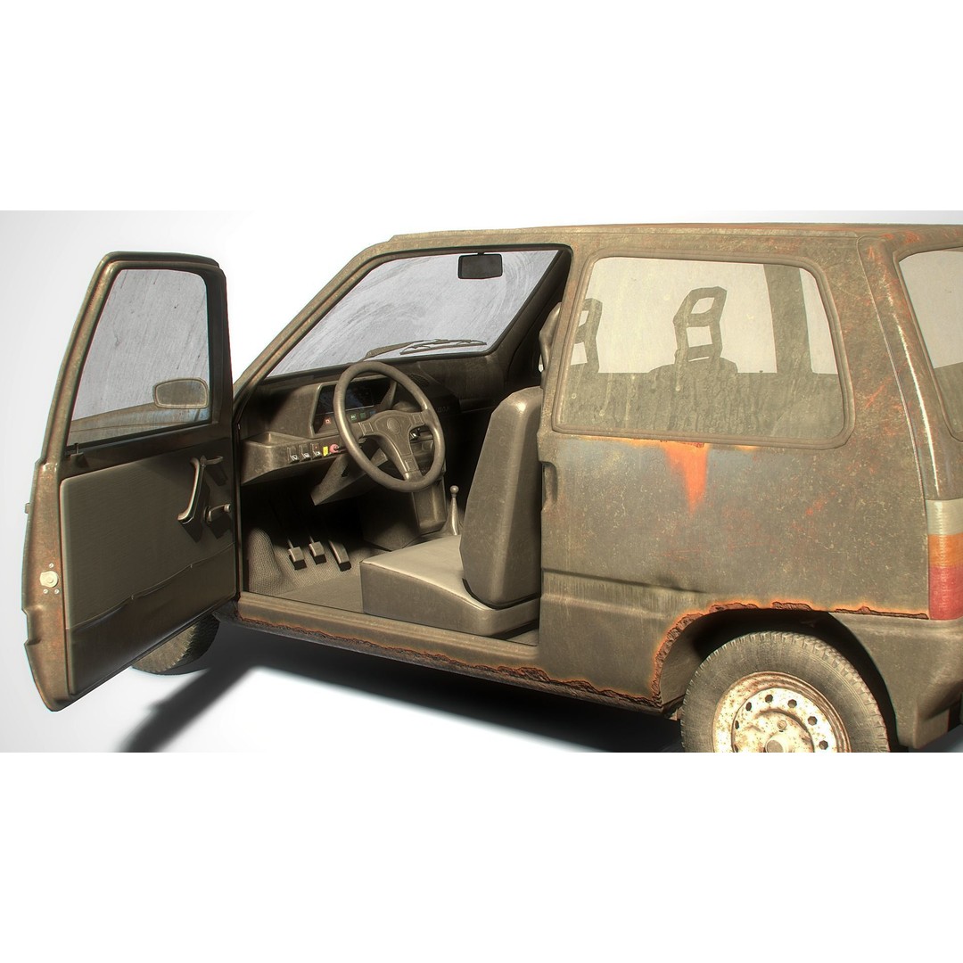 Retro Hatchback 3D Model – Low Poly Game Asset with Interior, FBX - View 17