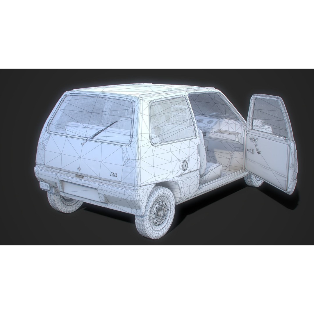 Retro Hatchback 3D Model – Low Poly Game Asset with Interior, FBX - View 23