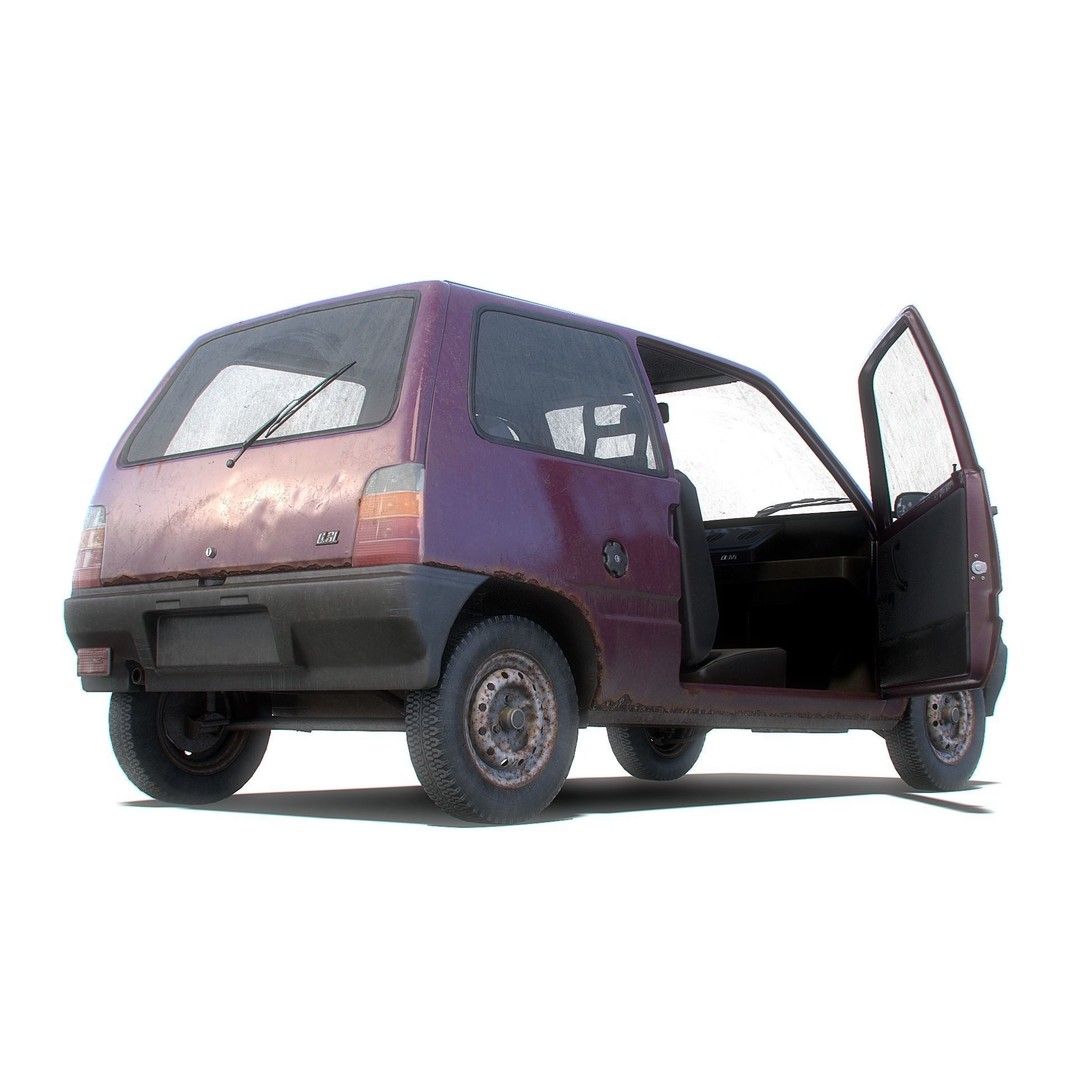 Retro Hatchback 3D Model – Low Poly Game Asset with Interior, FBX - View 4