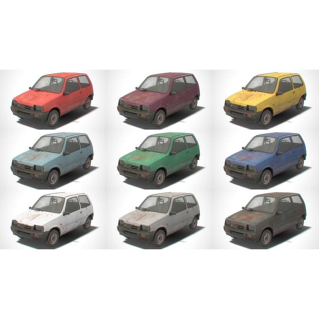 Retro Hatchback 3D Model – Low Poly Game Asset with Interior, FBX - View 7
