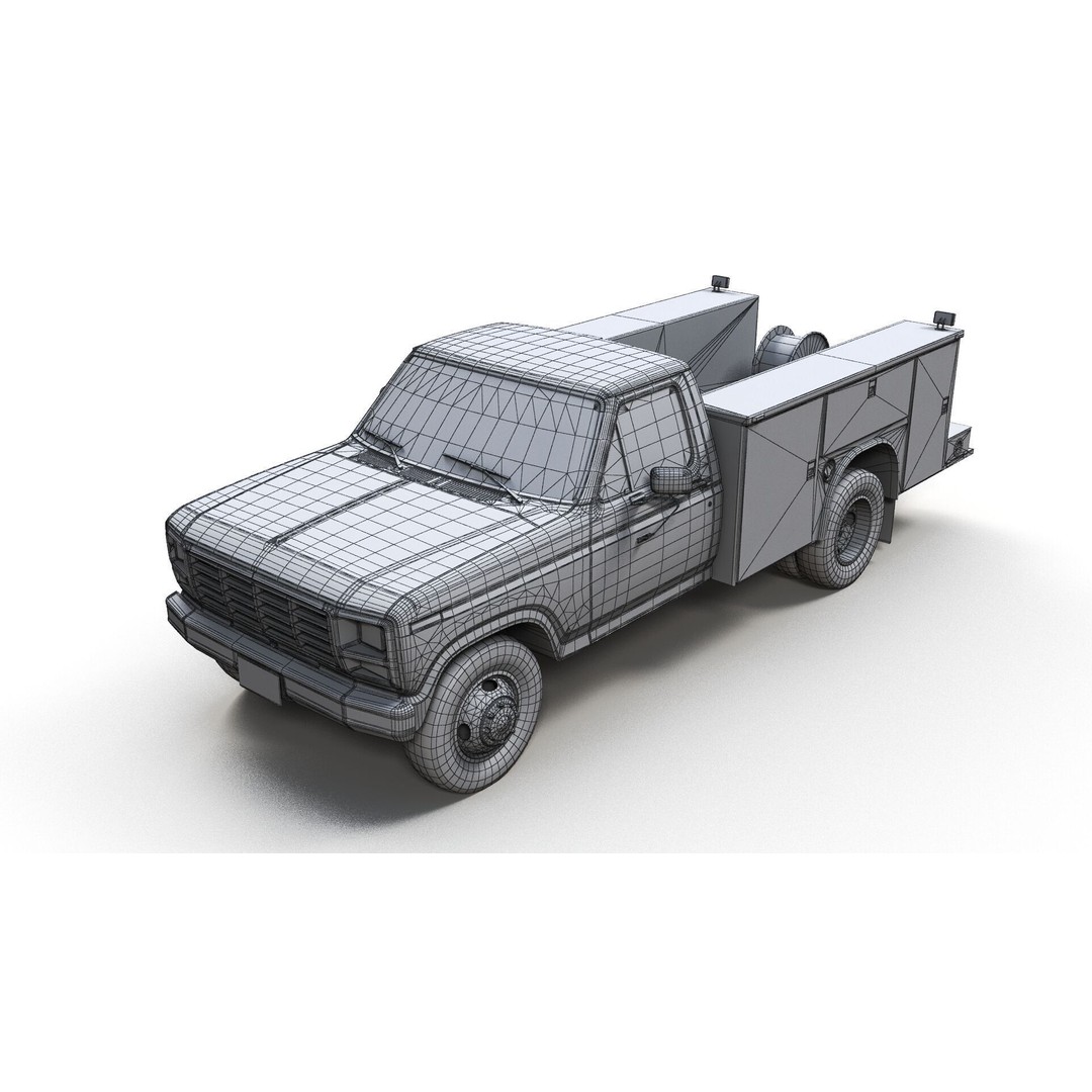 Service Truck 3D Model – Low Poly Game Ready Asset, FBX - View 11