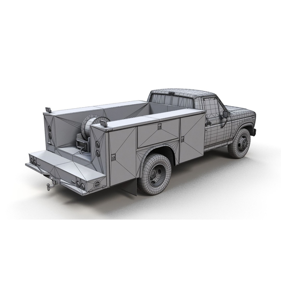 Service Truck 3D Model – Low Poly Game Ready Asset, FBX - View 12