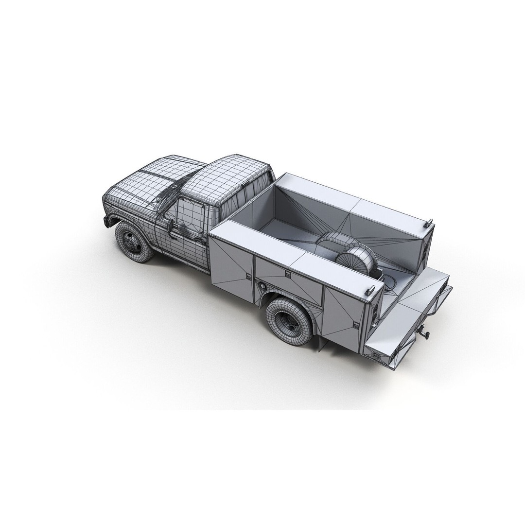 Service Truck 3D Model – Low Poly Game Ready Asset, FBX - View 14