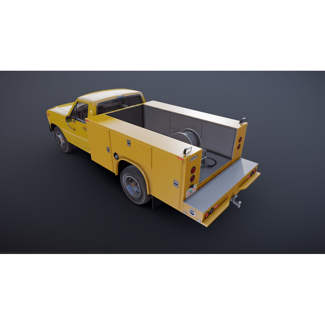 Service Truck 3D Model – Low Poly Game Ready Asset, FBX - View 20