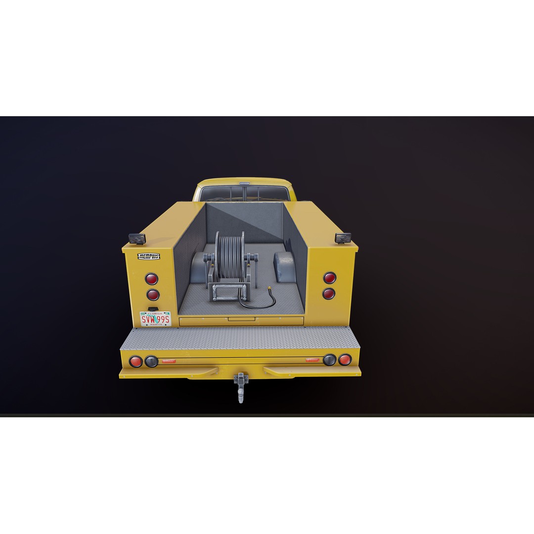 Service Truck 3D Model – Low Poly Game Ready Asset, FBX - View 24