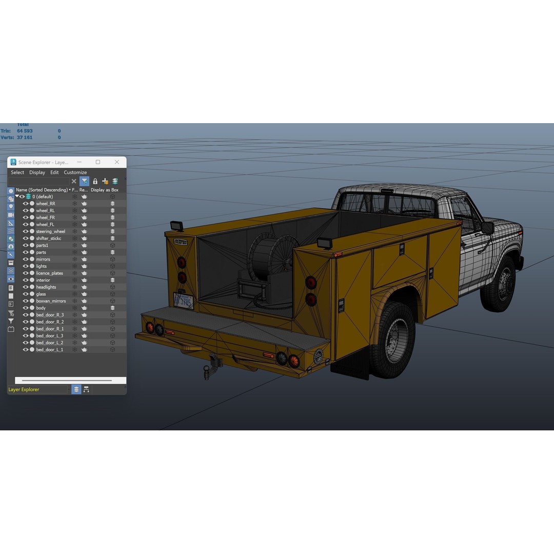 Service Truck 3D Model – Low Poly Game Ready Asset, FBX - View 32