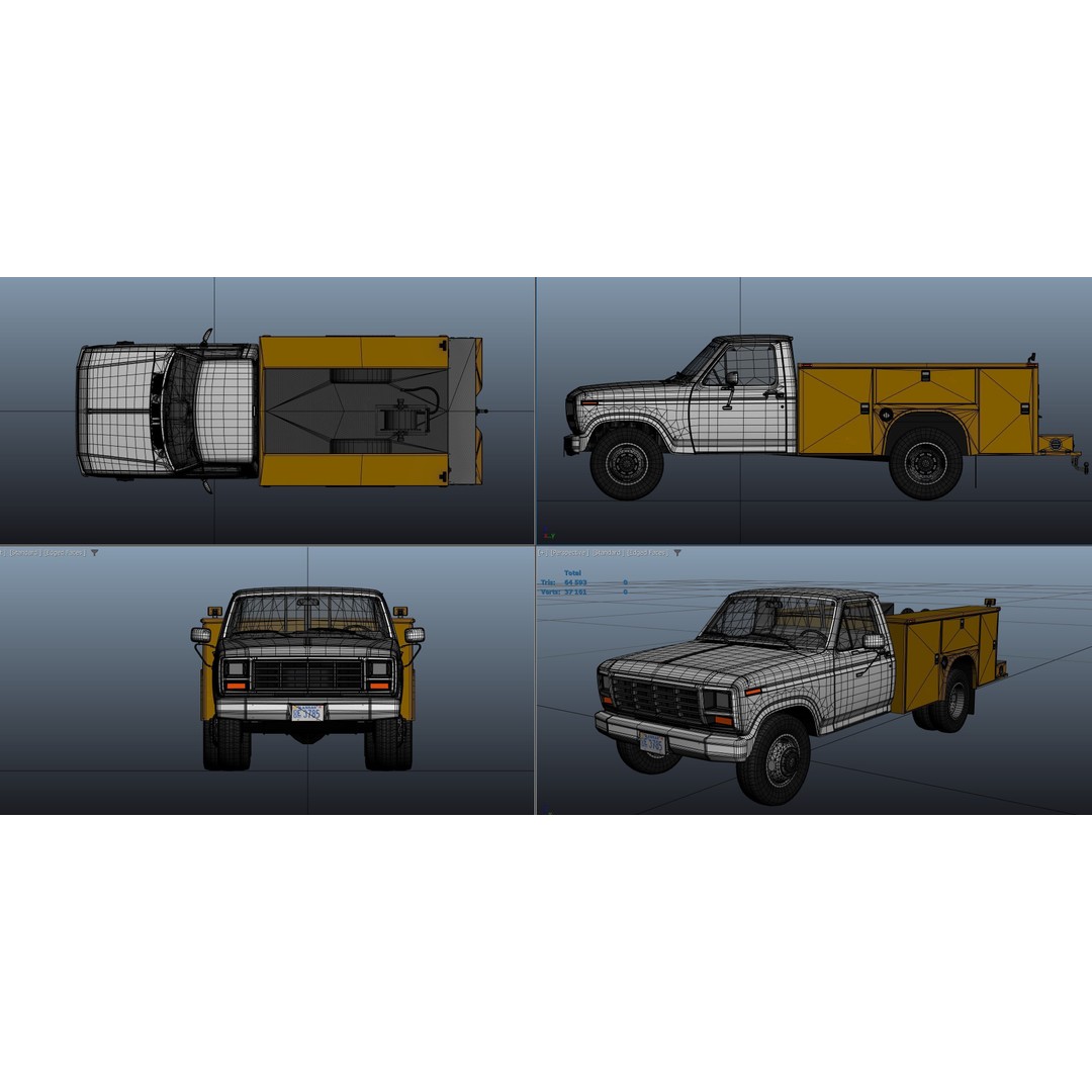 Service Truck 3D Model – Low Poly Game Ready Asset, FBX - View 33