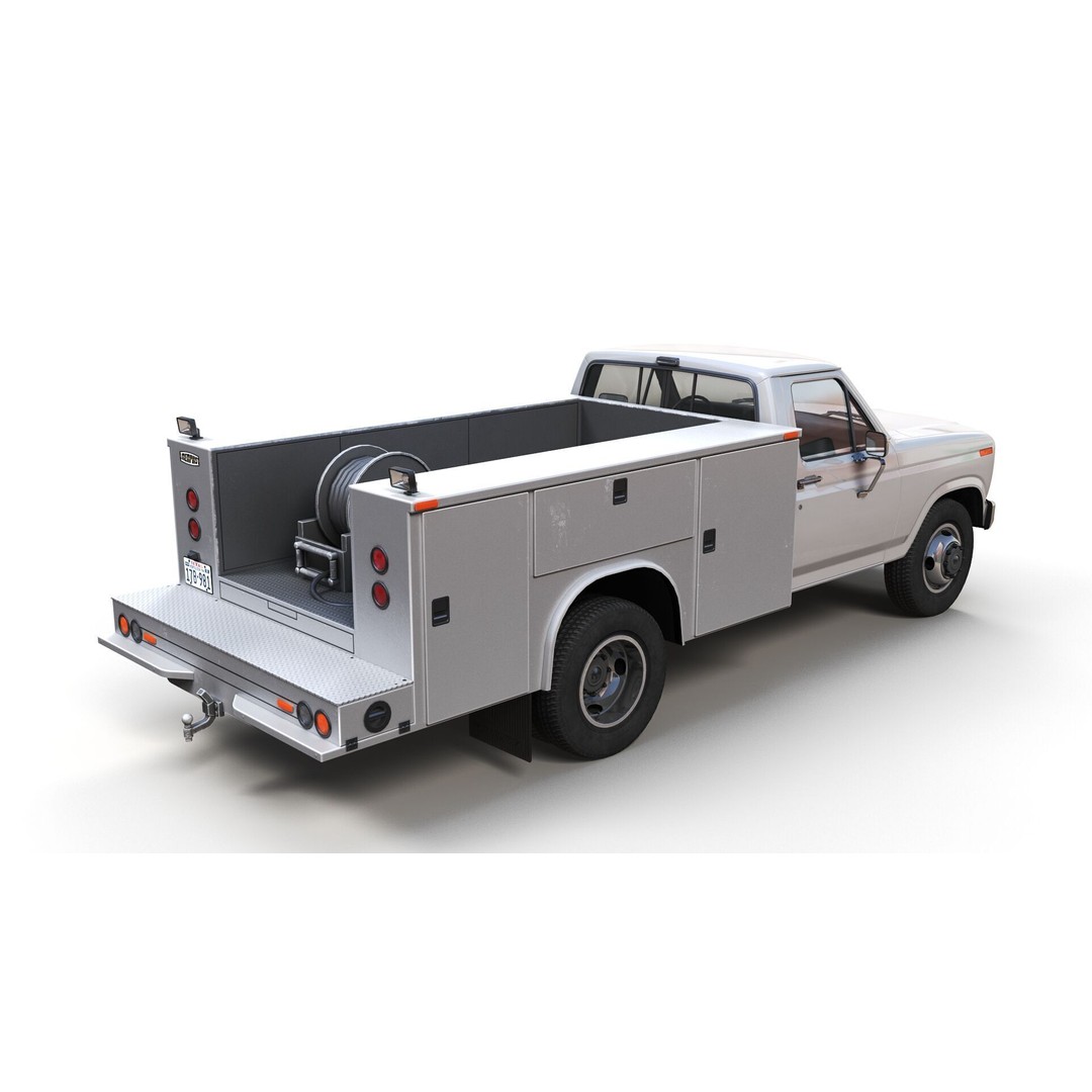 Service Truck 3D Model – Low Poly Game Ready Asset, FBX - View 4