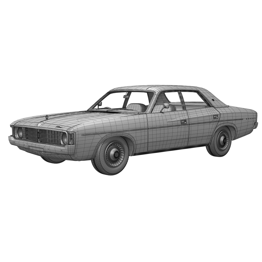 Chrysler VJ Valiant Regal Sedan 3D Model – High Poly, Game Ready, FBX/OBJ - View 23
