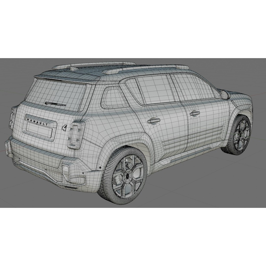 Renault 4 E-Tech 2026 3D Model – Detailed SUV with Interior, FBX & OBJ - View 32