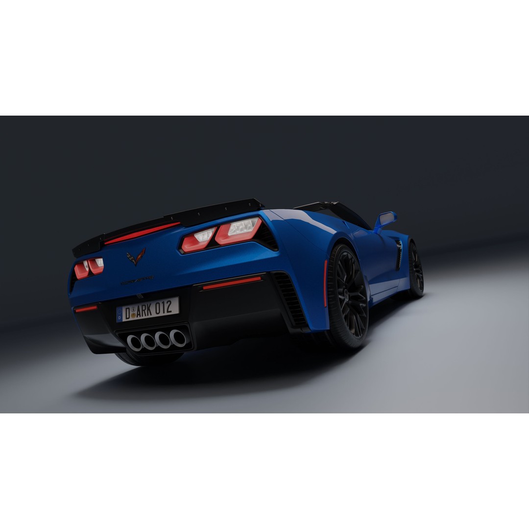 Chevrolet Corvette Z06 3D Model – Low Poly Game Ready with PBR Textures - View 12