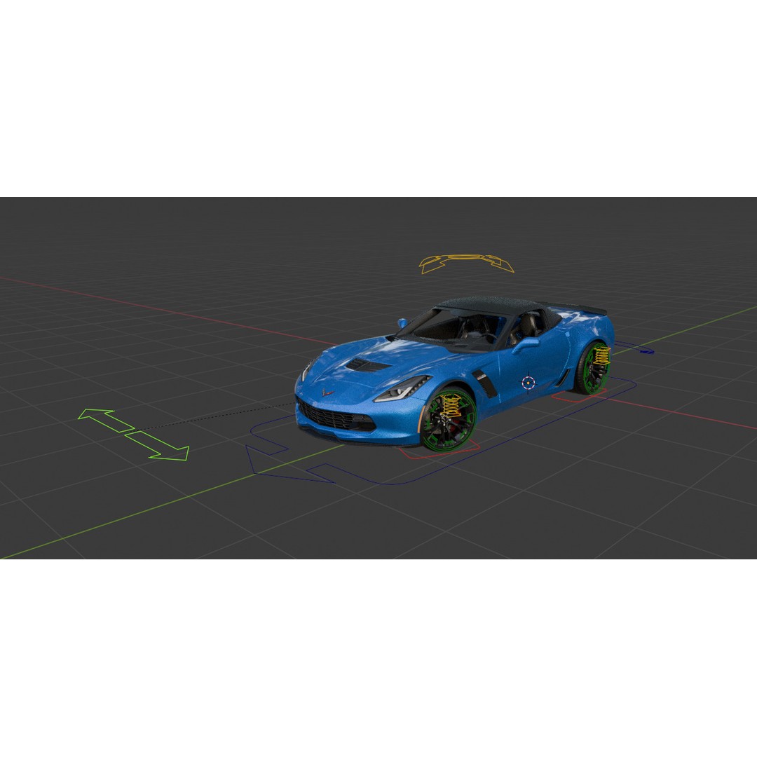 Chevrolet Corvette Z06 3D Model – Low Poly Game Ready with PBR Textures - View 25