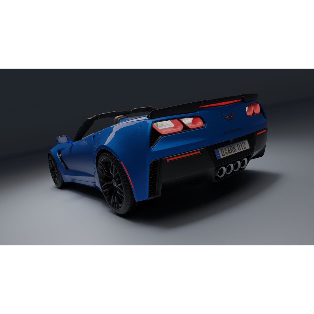 Chevrolet Corvette Z06 3D Model – Low Poly Game Ready with PBR Textures - View 6
