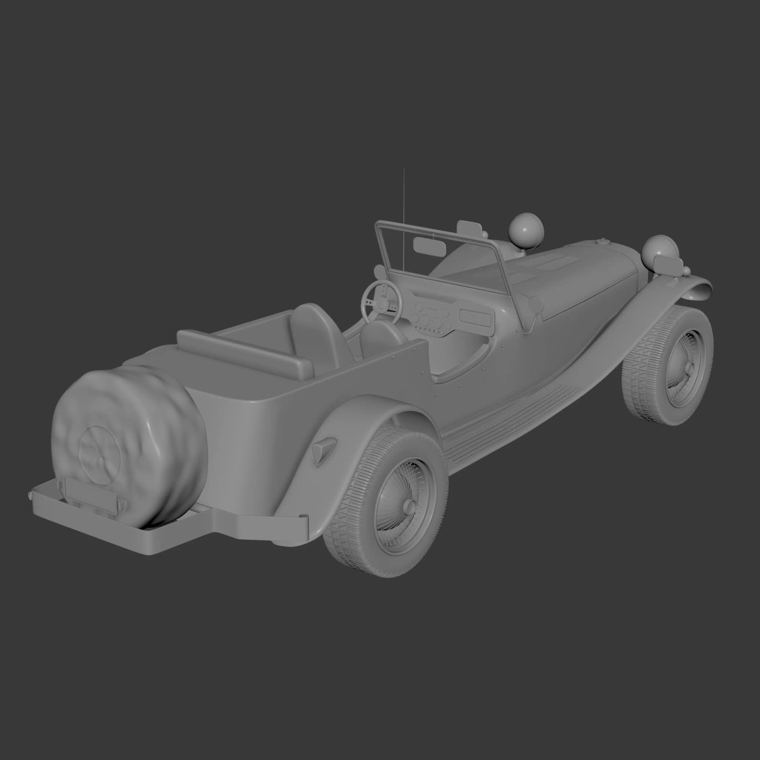 Ruska Regina 3D Model – Vintage 1930s Classic Roadster Car, FBX - View 10